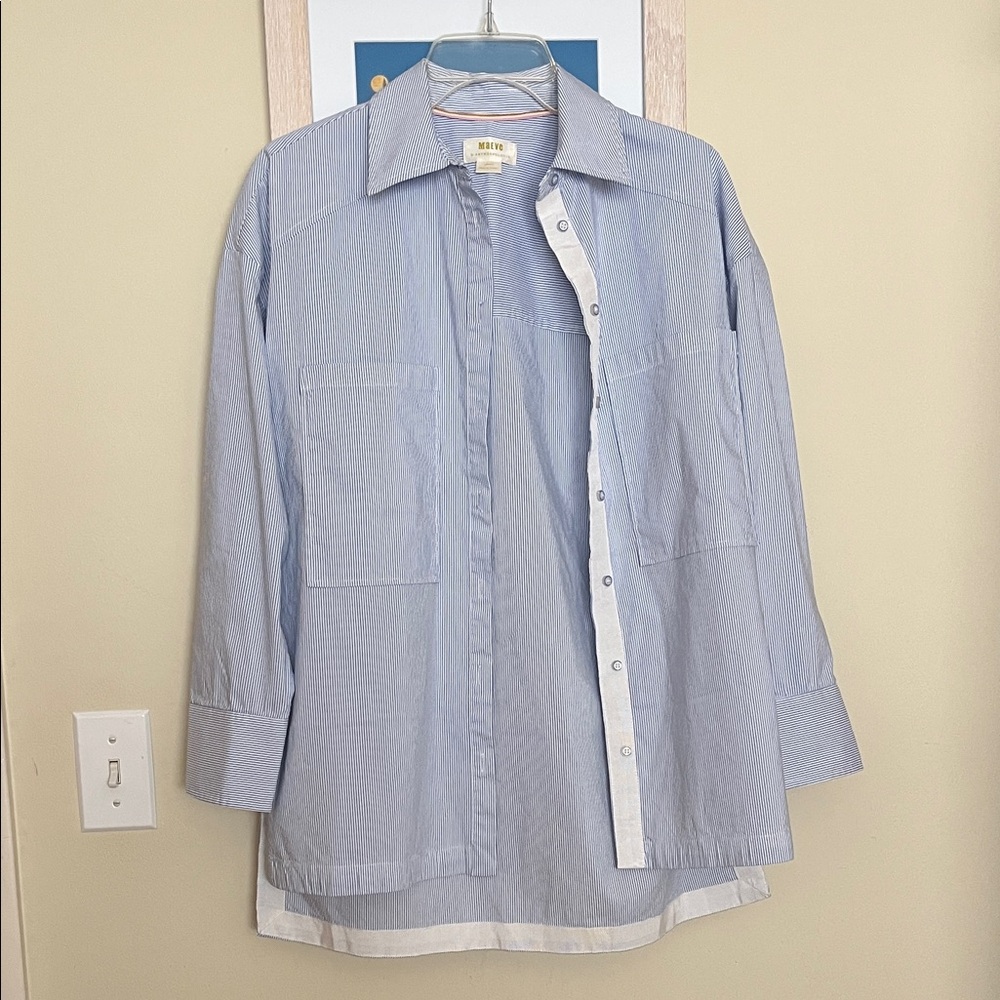 Anthropologie Maeve Blue and White Striped Shirt